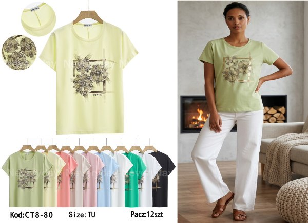 Bluzki damskie Roz M/L-XL-2XL, Mix Kolor Paczka 12 szt